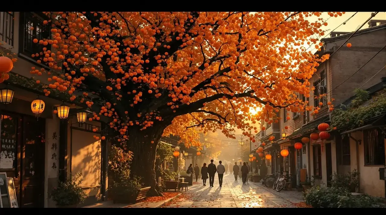 巷口的柿子树 横幅宣传图